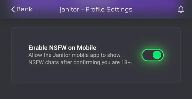 Janitor AI NSFW toggle setting