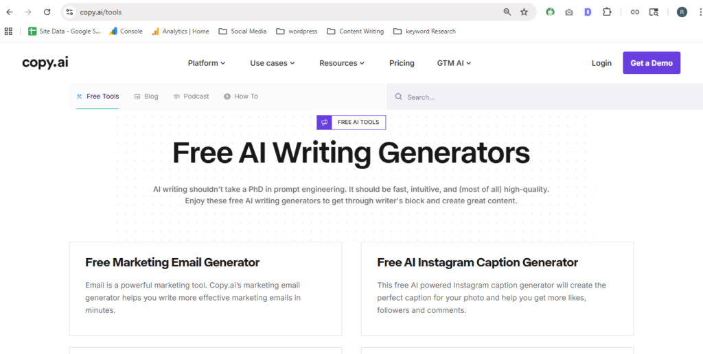 Copy.ai  Free AI Writing Generators