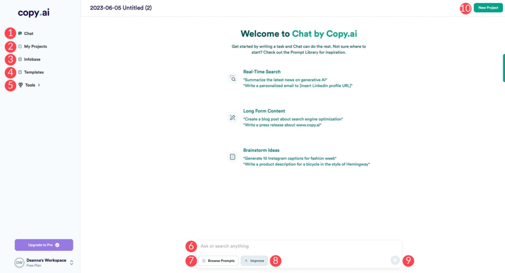 Copy.ai writing