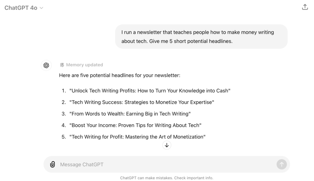 ChatGPT writing
