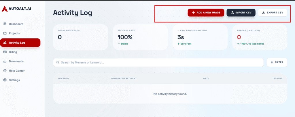 User dashboard